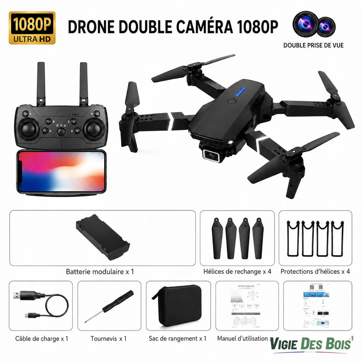 Drone 1080P WiFi Pliable – Premier Drone