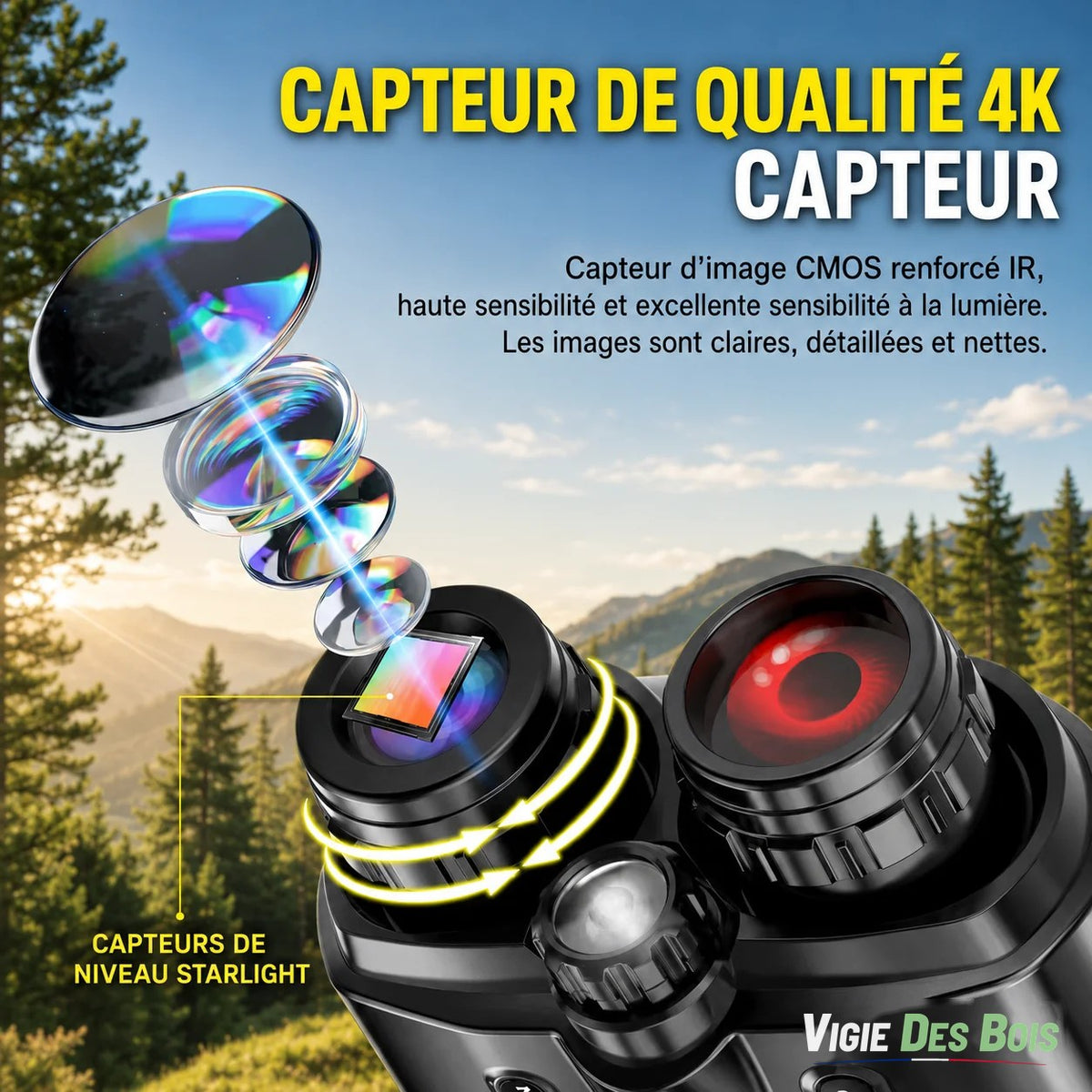 Jumelles de Vision Nocturne 4K - Autonomie 12 heures
