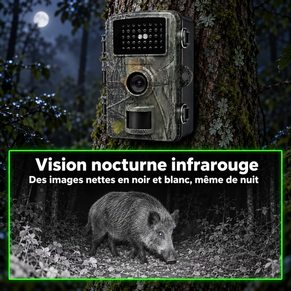 Vision nocturne infrarouge, images en noir et blanc