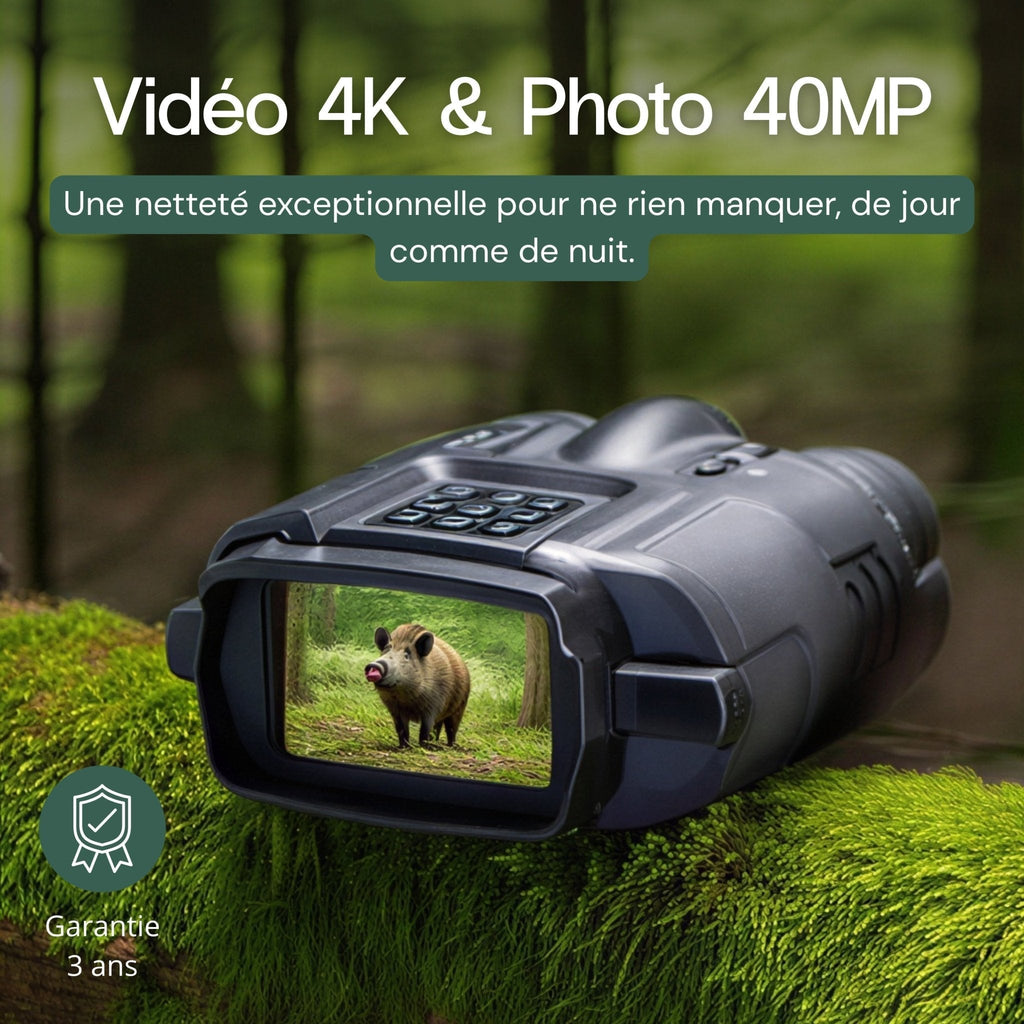Jumelles de vision nocturne 4K – autonomie 20 h – vue 4