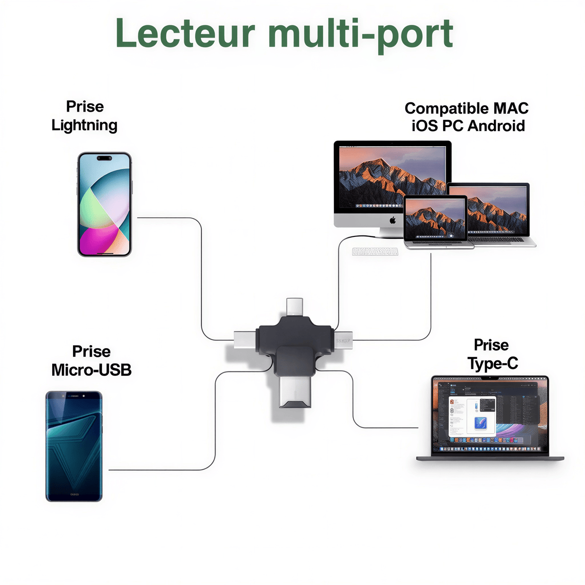 Lecteur de carte SD pour iPhone et Android – vue 2