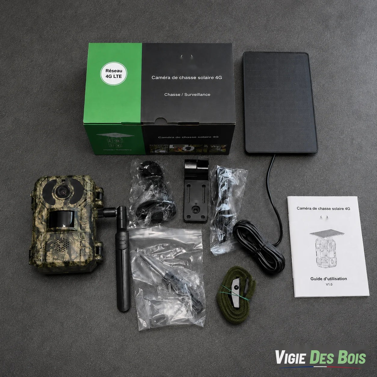 Caméra de Chasse 4G Solaire Extérieure – Sans WiFi ni Abonnement, SIM + MicroSD 128 Go Incluses