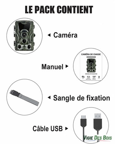 Caméra de Chasse 20 MP Écran LCD – Vision Nocturne 36 LED, Horodatage