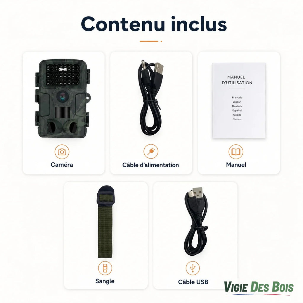 Caméra de Chasse WiFi 32 MP Full HD – Photos sur Mobile à Proximité, Vision Nocturne 46 LED