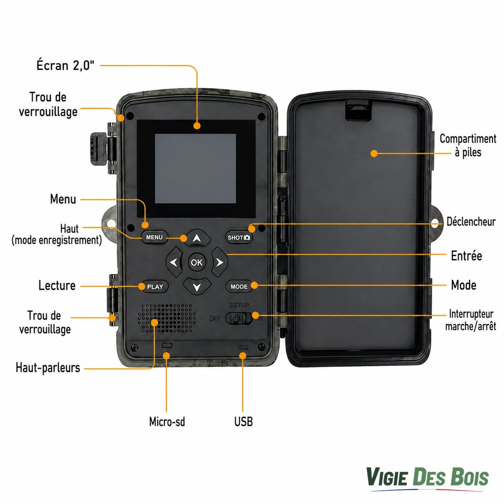 Caméra de Chasse WiFi 32 MP Full HD – Photos sur Mobile à Proximité, Vision Nocturne 46 LED