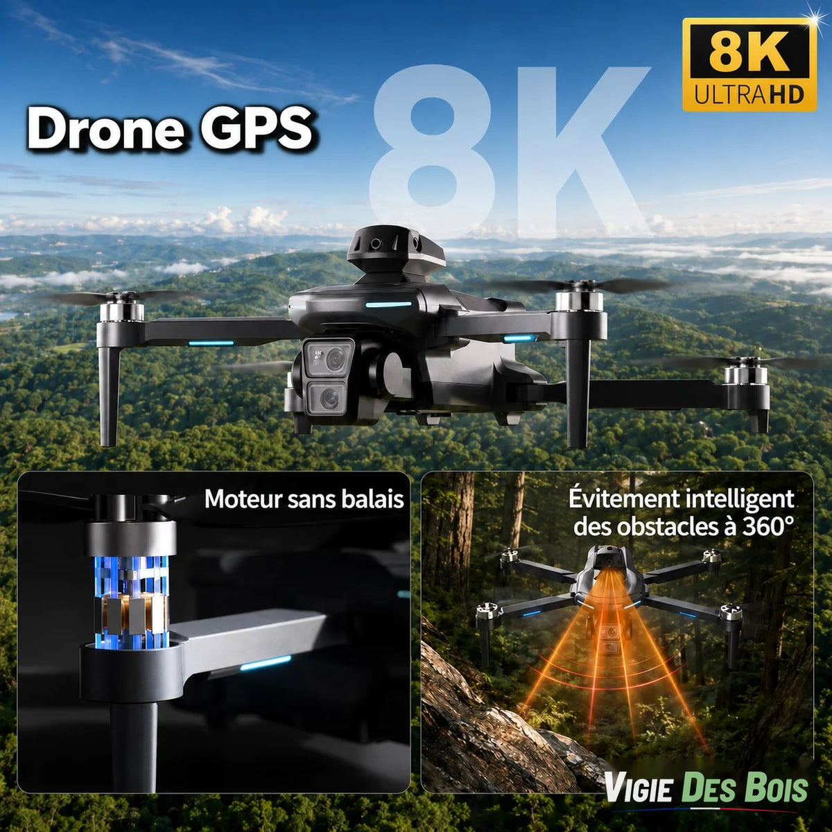 Drone GPS WiFi FPV – Écran 5,6” & 3 Batteries