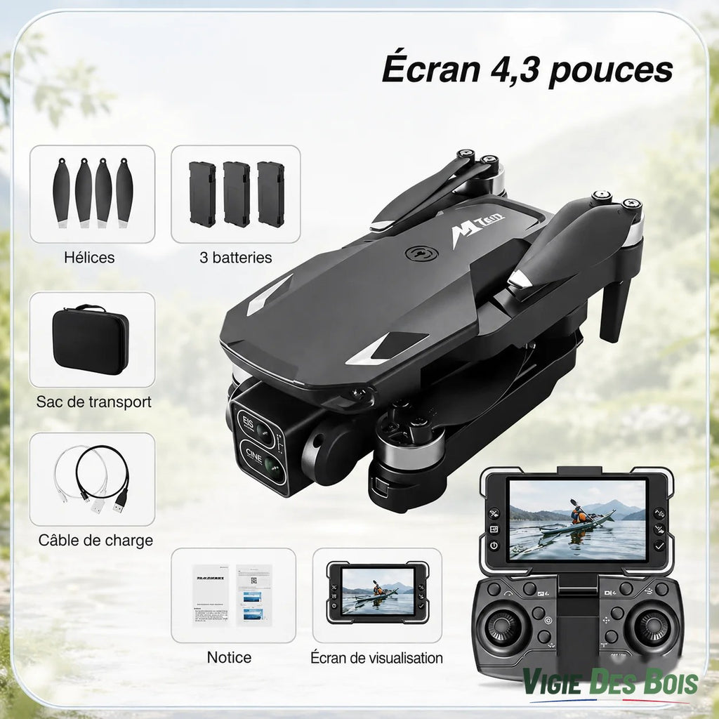 Drone Pliable WiFi FPV – Écran Intégré & 3 Batteries