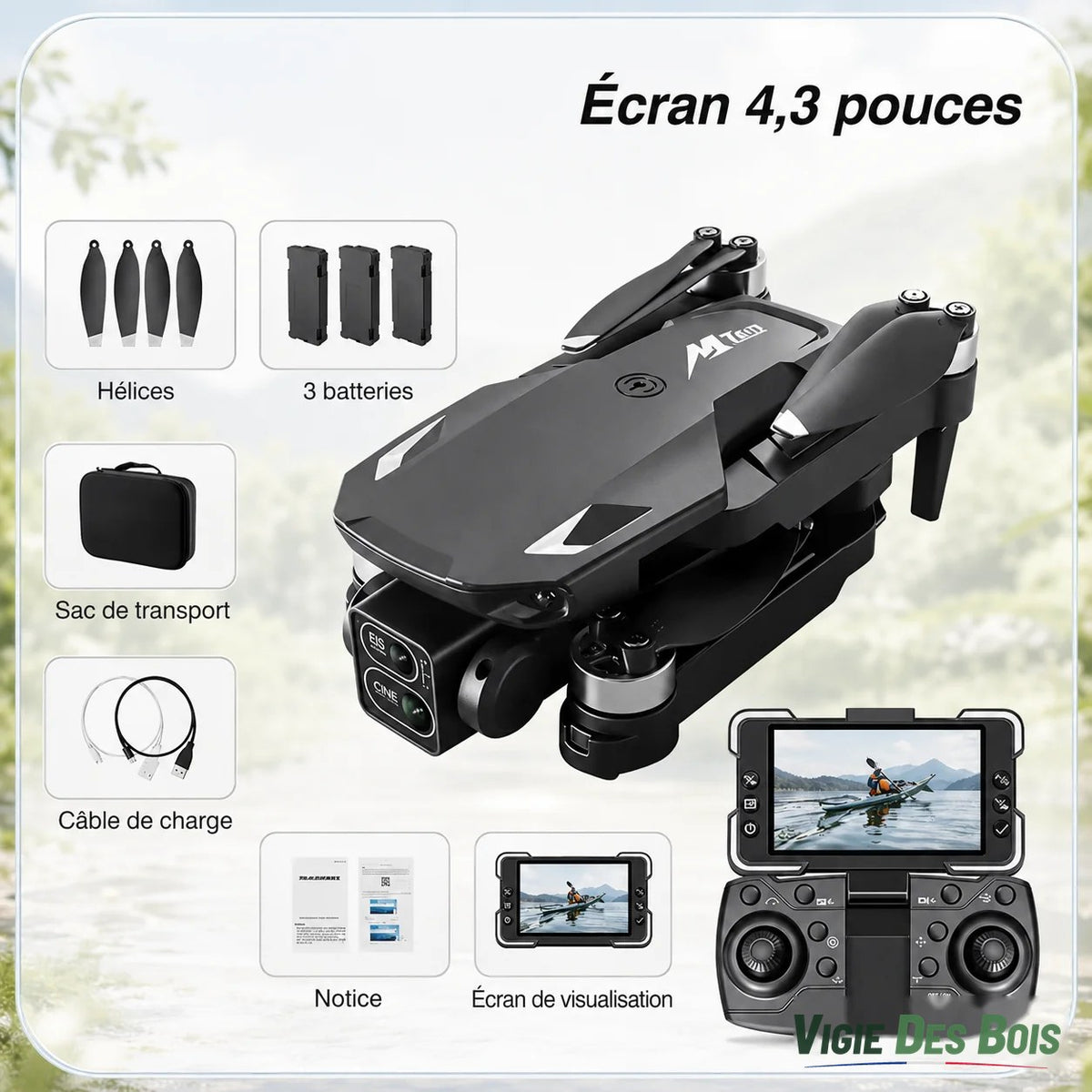 Drone Pliable WiFi FPV – Écran Intégré & 3 Batteries