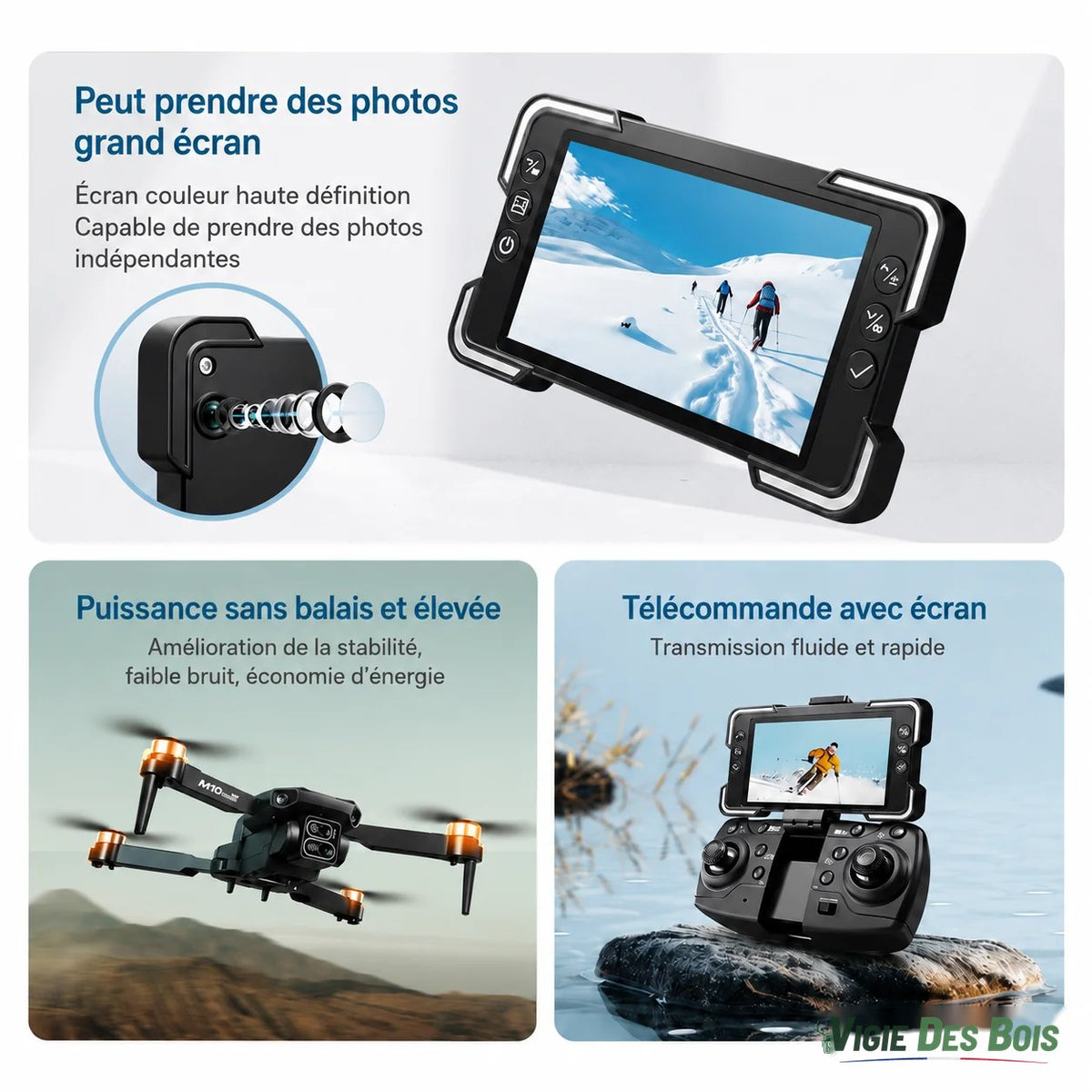 Drone Pliable WiFi FPV – Écran Intégré & 3 Batteries