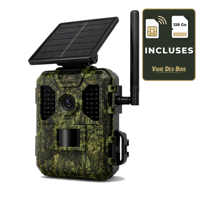 Caméra de Chasse 4G Solaire Extérieure – Sans WiFi ni Abonnement, SIM + MicroSD 128 Go Incluses