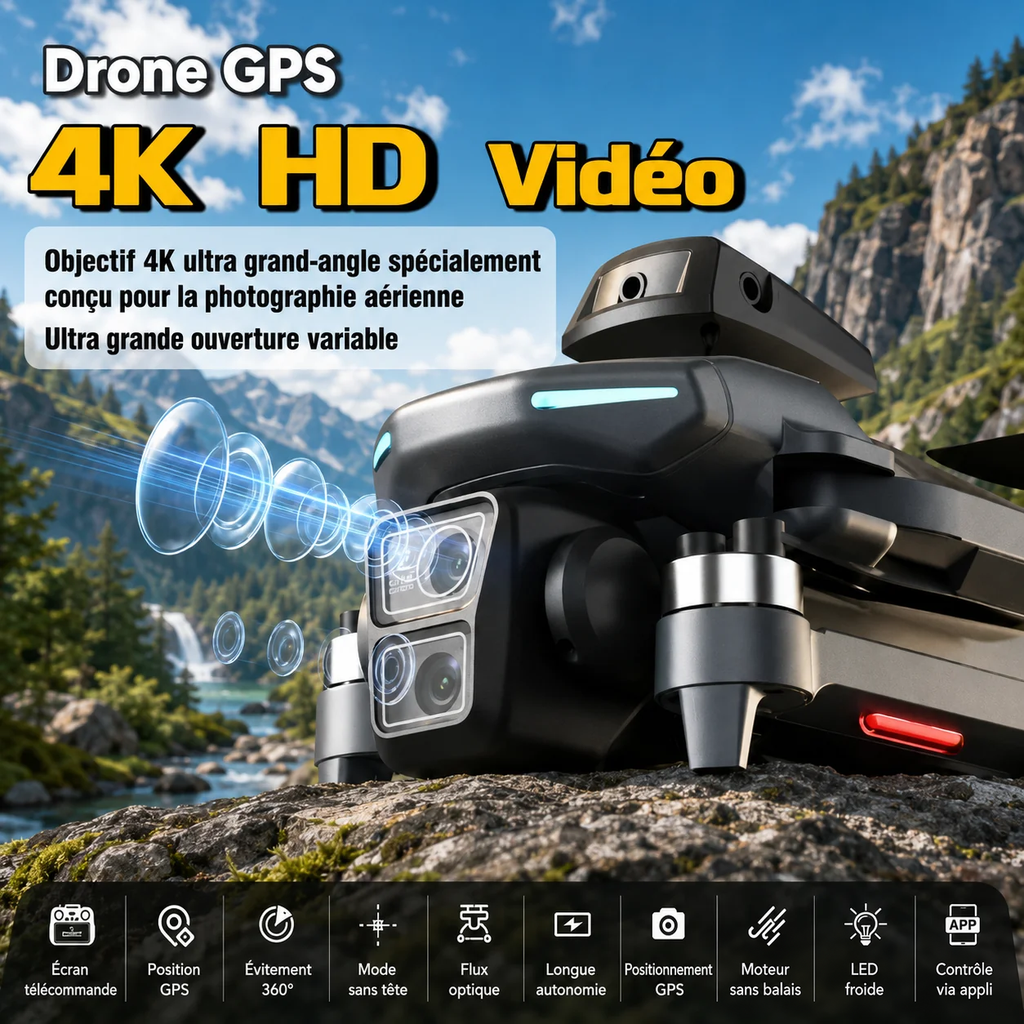 Drone GPS WiFi FPV – Écran 5,6” & 3 Batteries
