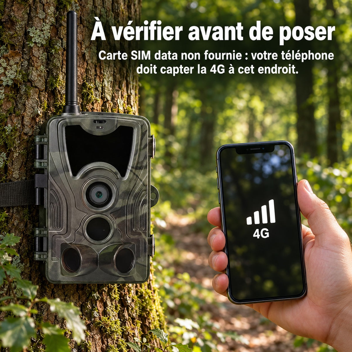 À vérifier avant de poser : carte SIM data non fournie, couverture 4G nécessaire