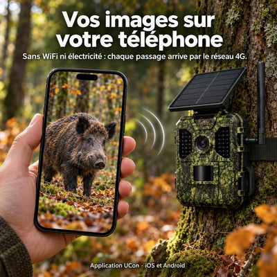 Images reçues sur le téléphone par le réseau 4G, sans WiFi ni électricité, application UCon