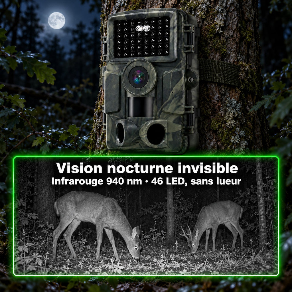 Vision nocturne invisible infrarouge 940 nm, 46 LED, sans lueur