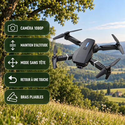 Points forts : caméra 1080P, maintien d'altitude, mode sans tête, retour à une touche, bras pliables