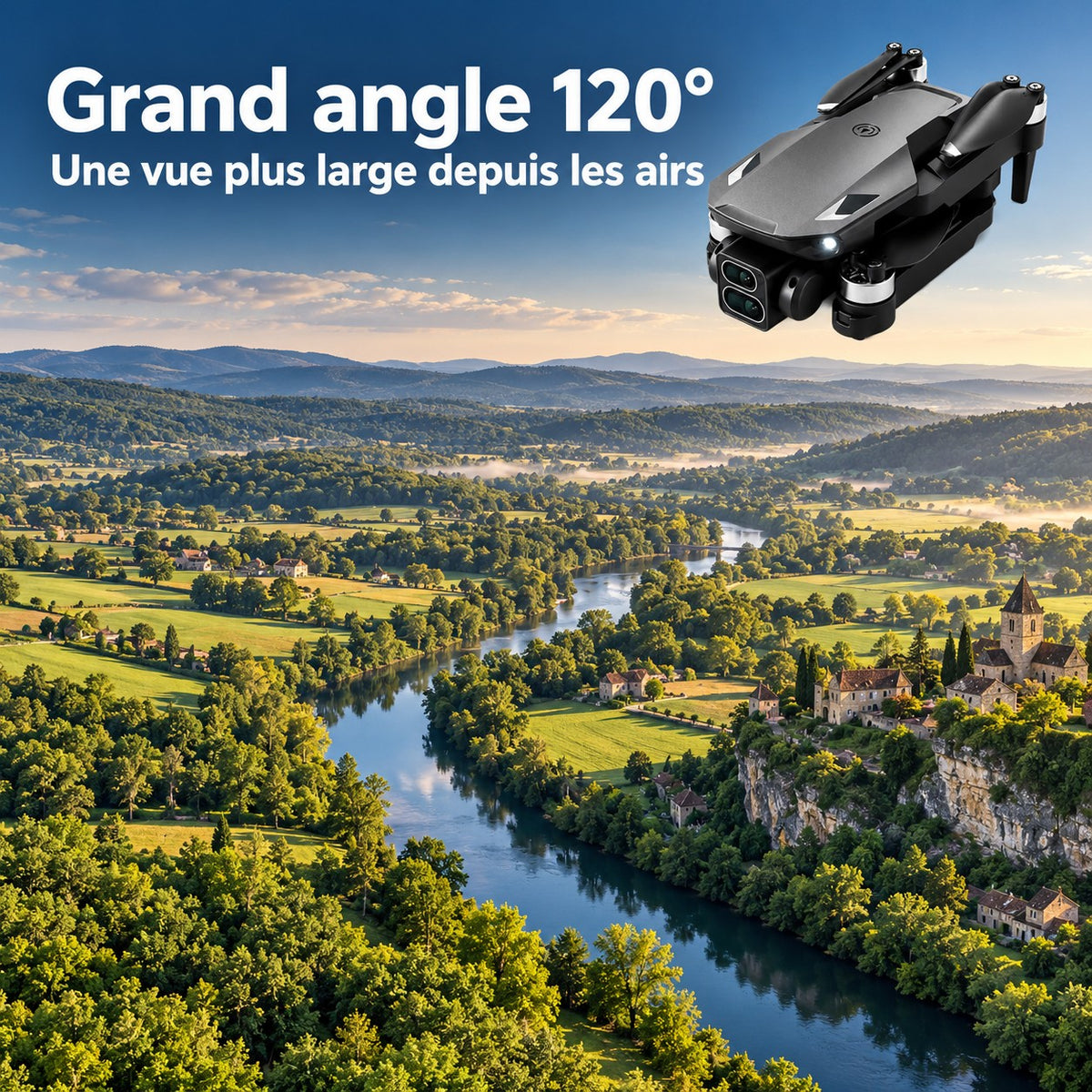 Grand angle 120° pour une vue plus large