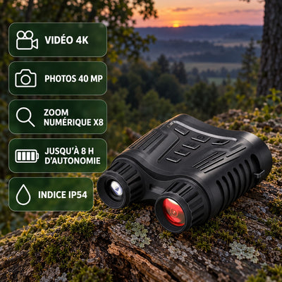 Points forts : vidéo 4K, photos 40 MP, zoom numérique x8, jusqu'à 8 h d'autonomie, IP54
