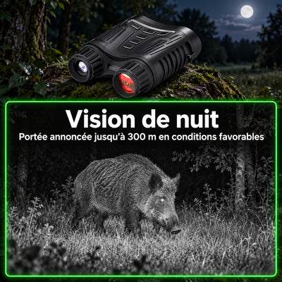 Vision de nuit, portée annoncée jusqu'à 300 m en conditions favorables