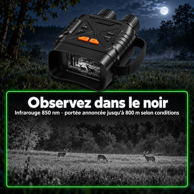 Infrarouge 850 nm, portée annoncée jusqu'à 800 m selon conditions