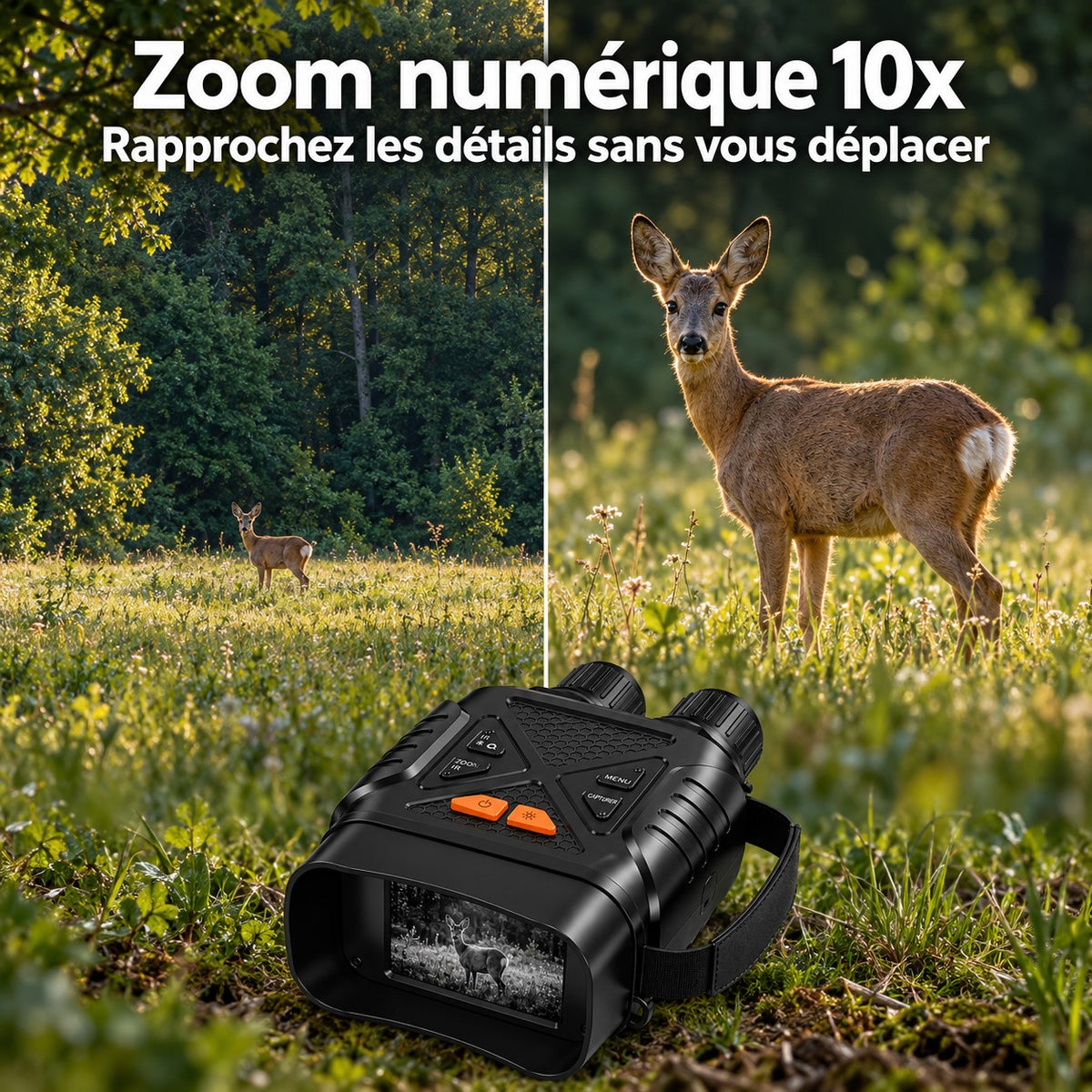 Zoom numérique 10x pour rapprocher les détails