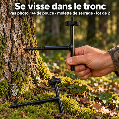 Se visse dans le tronc : pas photo 1/4 de pouce, molette de serrage, lot de 2